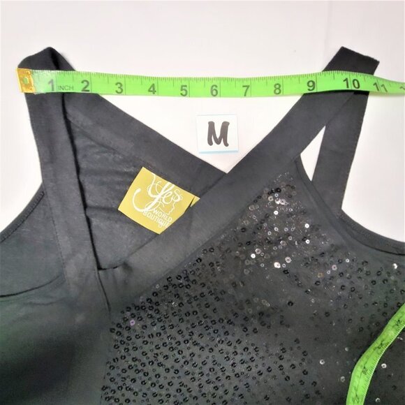 BLACK flowing asymmetrical tunic sequin dress - size S size M - Picture 15 of 16